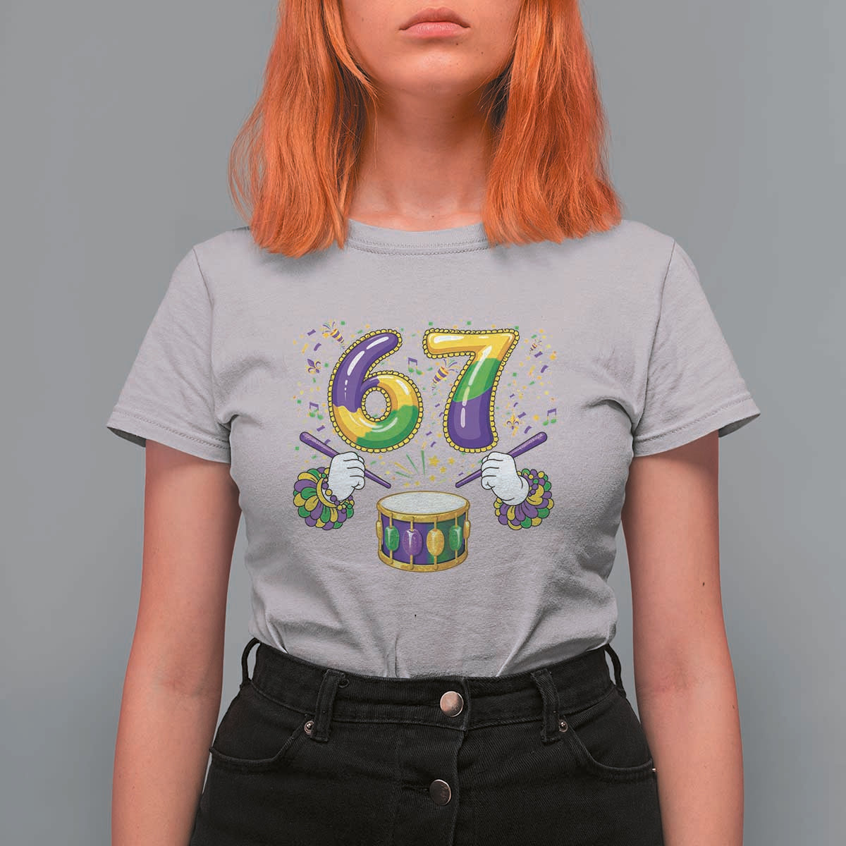 67 Mardi Gras Meme T Shirt For Women Funny Six Seven Carnival Trendy