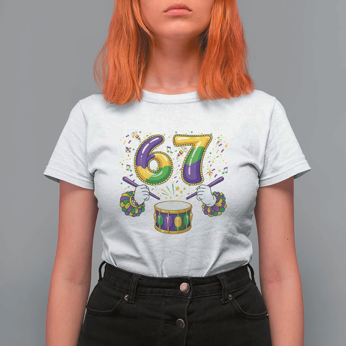 67 Mardi Gras Meme T Shirt For Women Funny Six Seven Carnival Trendy