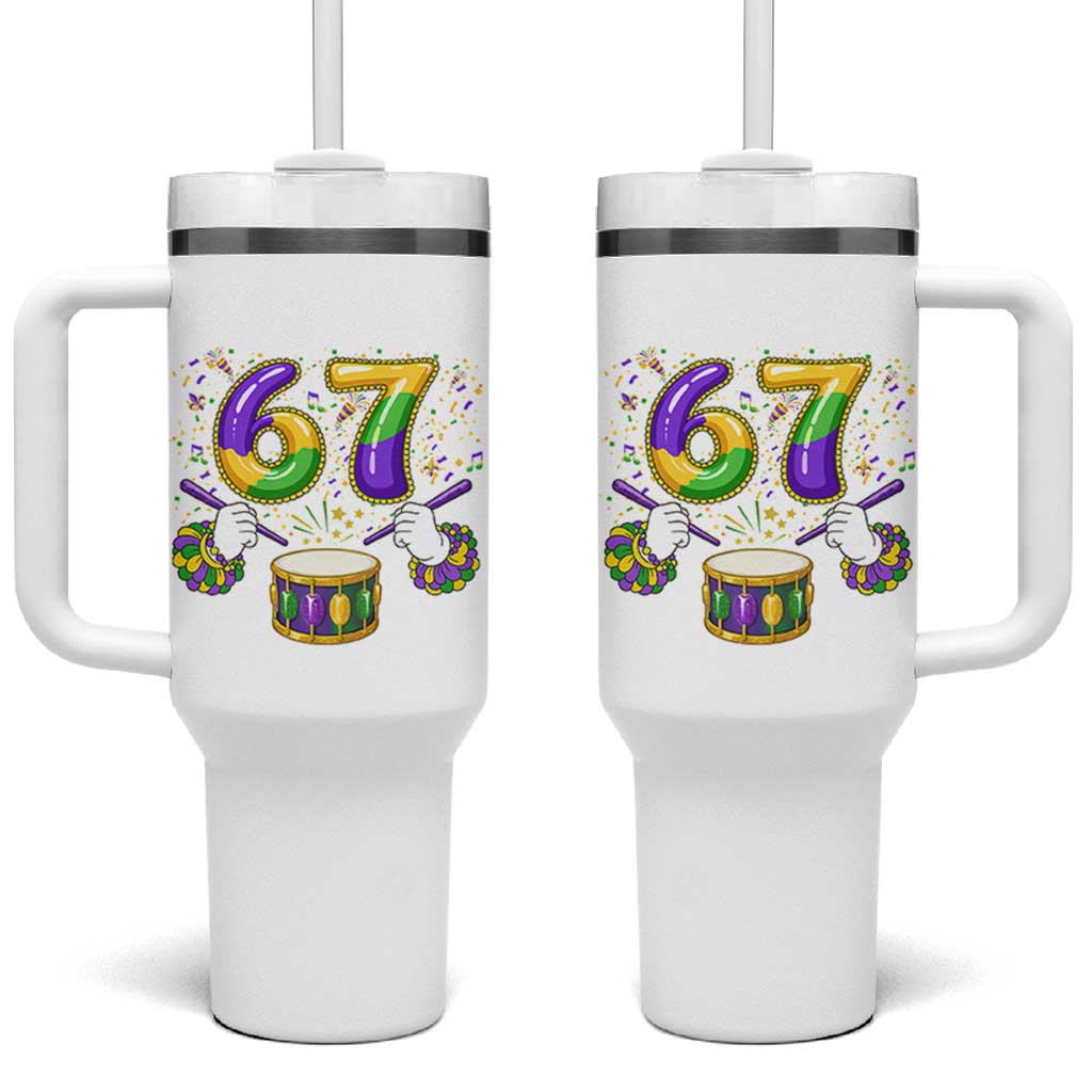67 Mardi Gras Meme Tumbler With Handle Funny Six Seven Carnival Trendy