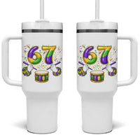 67 Mardi Gras Meme Tumbler With Handle Funny Six Seven Carnival Trendy