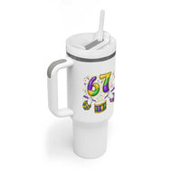 67 Mardi Gras Meme Tumbler With Handle Funny Six Seven Carnival Trendy