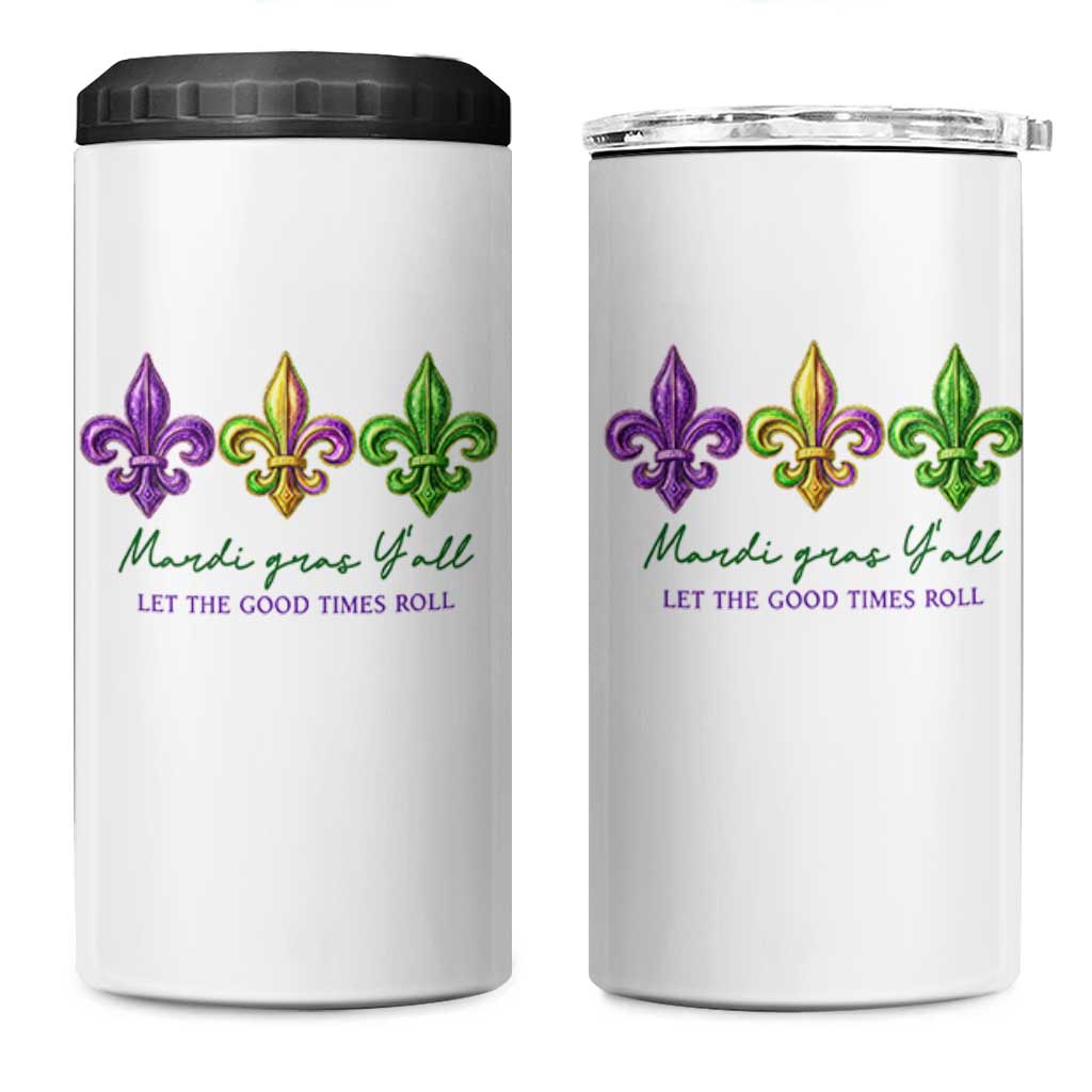 Mardi Gras 4 in 1 Can Cooler Tumbler Let The Good Time Roll