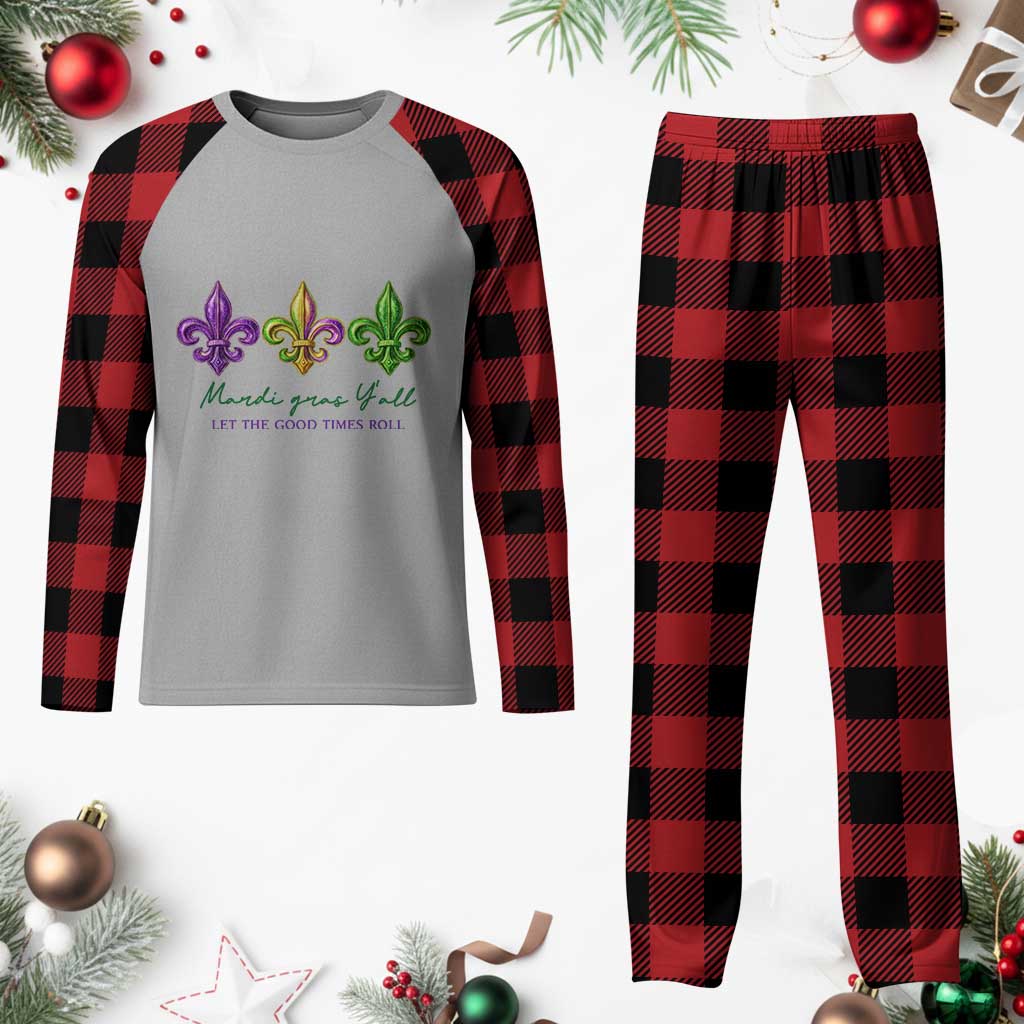 Mardi Gras Plaid Pajama Set Let The Good Time Roll