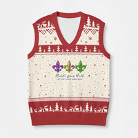 Mardi Gras V-Neck Knit Sweater Vest Let The Good Time Roll