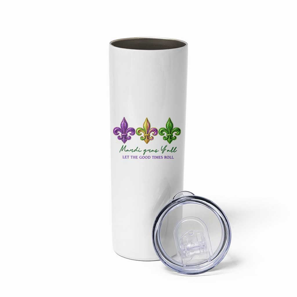 Mardi Gras Skinny Tumbler Let The Good Time Roll