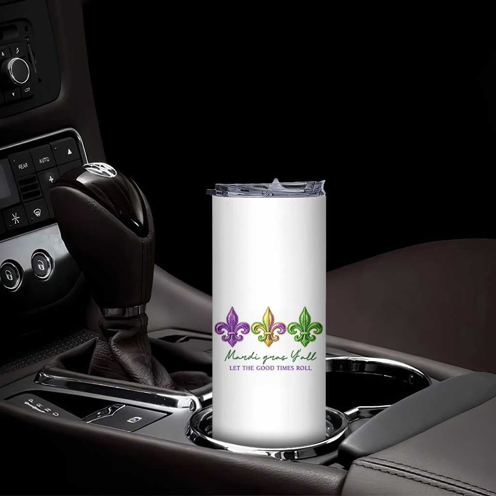 Mardi Gras Skinny Tumbler Let The Good Time Roll