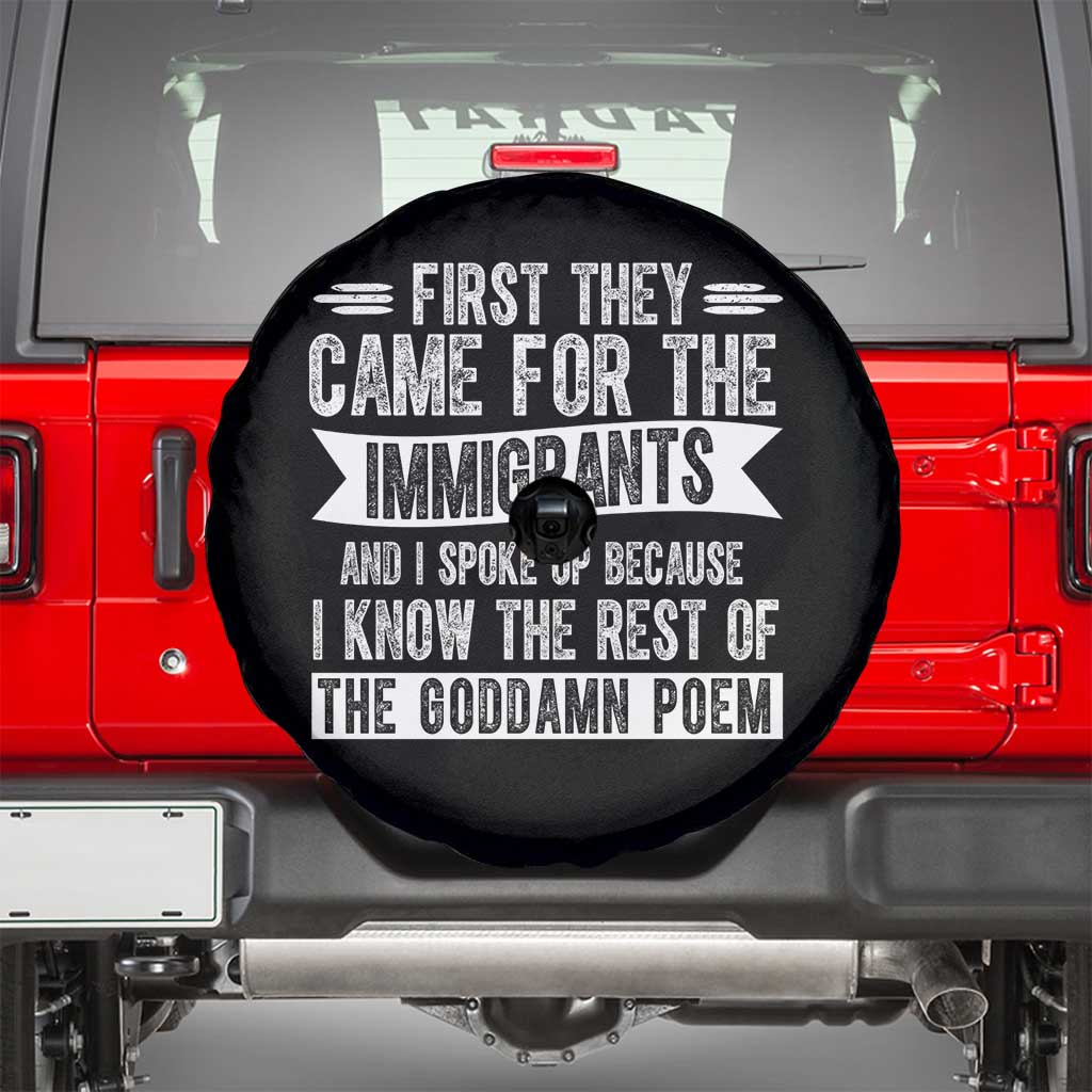 First They Came for The Immigrants Spare Tire Cover Funny Saying Human Rights