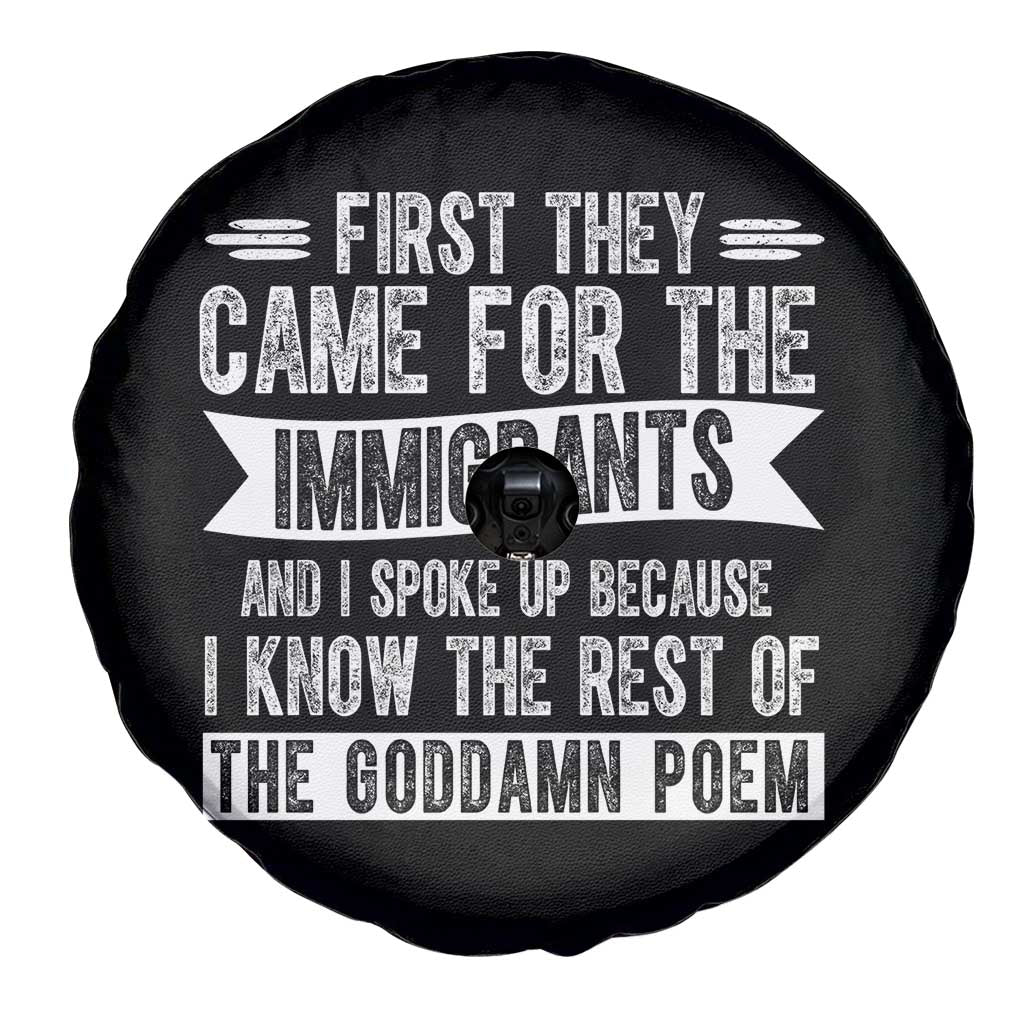 First They Came for The Immigrants Spare Tire Cover Funny Saying Human Rights