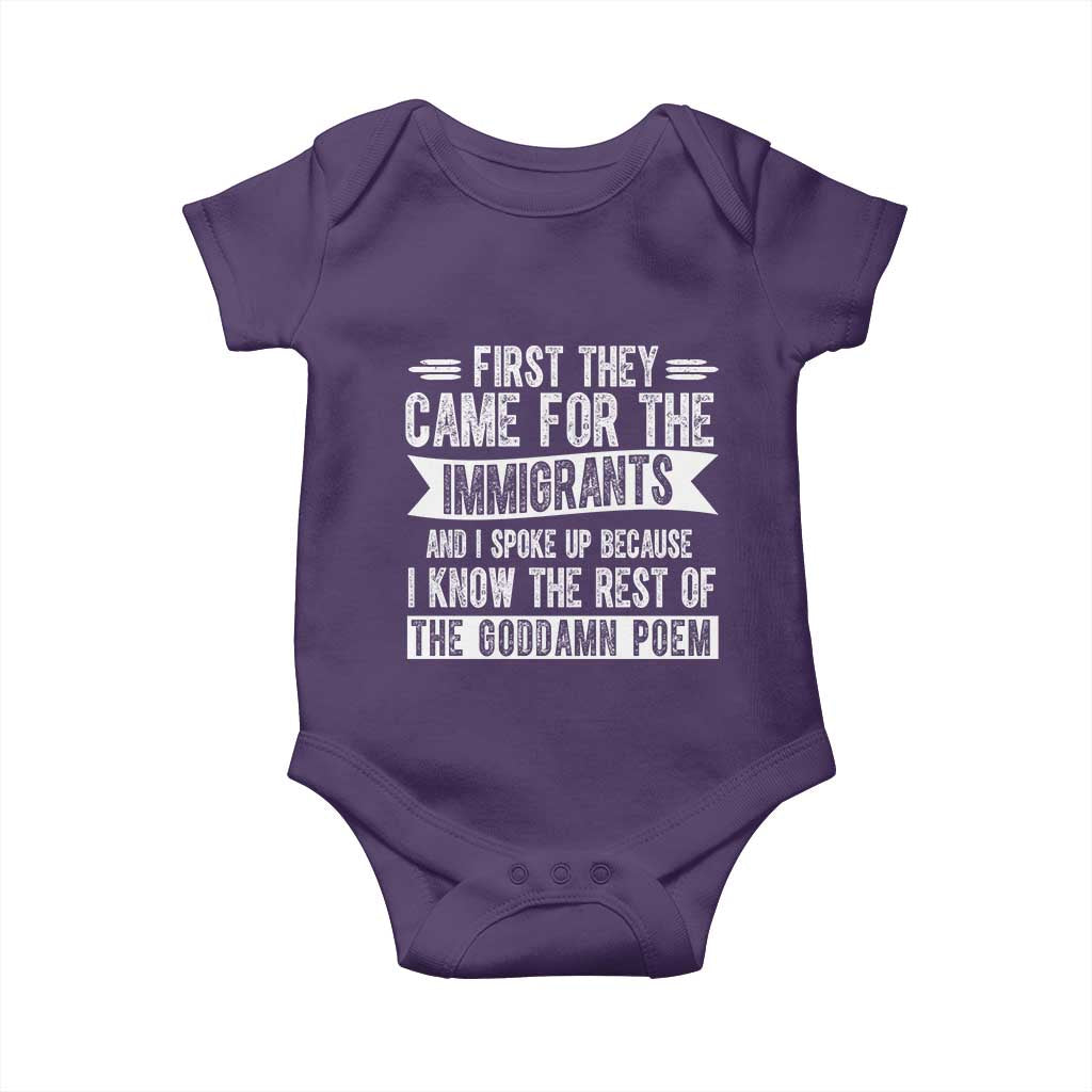 First They Came for The Immigrants Baby Onesie Funny Saying Human Rights