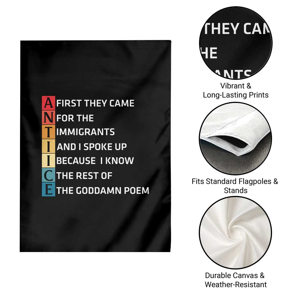 First They Came for The Immigrants Garden Flag Sarcastic Immigration Rights Protest