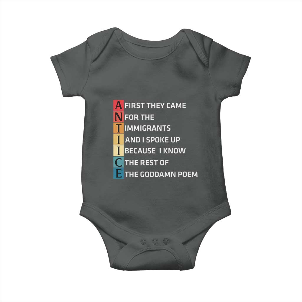 First They Came for The Immigrants Baby Onesie Sarcastic Immigration Rights Protest