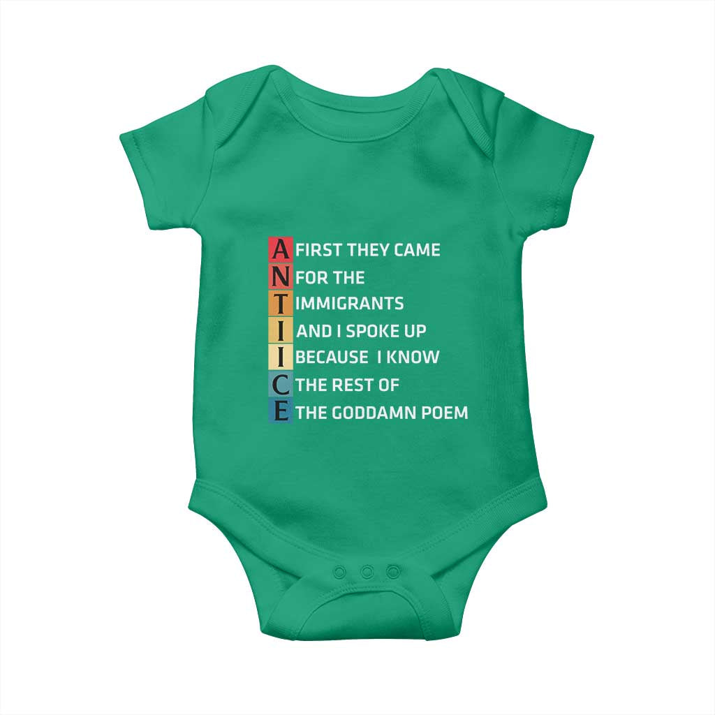 First They Came for The Immigrants Baby Onesie Sarcastic Immigration Rights Protest