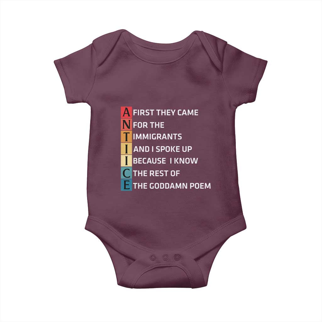 First They Came for The Immigrants Baby Onesie Sarcastic Immigration Rights Protest