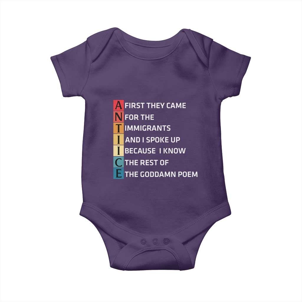 First They Came for The Immigrants Baby Onesie Sarcastic Immigration Rights Protest