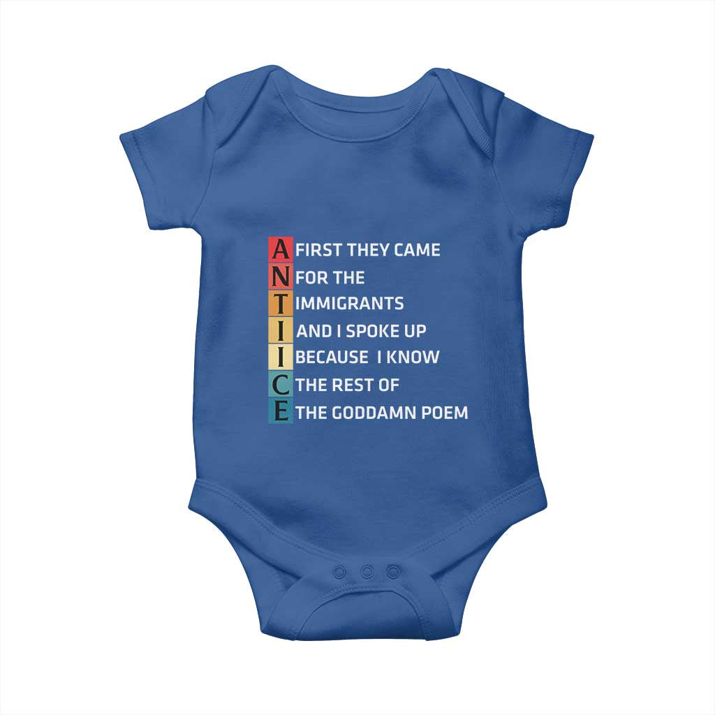 First They Came for The Immigrants Baby Onesie Sarcastic Immigration Rights Protest