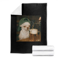 Funny Chihuahua St Patricks Day Meme Throw Blanket Chihuahua Smoking Irish Beer Lover