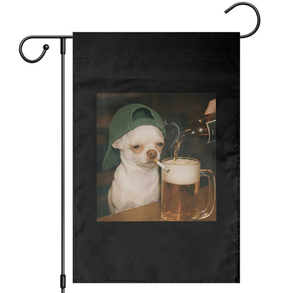 Funny Chihuahua St Patricks Day Meme Garden Flag Chihuahua Smoking Irish Beer Lover