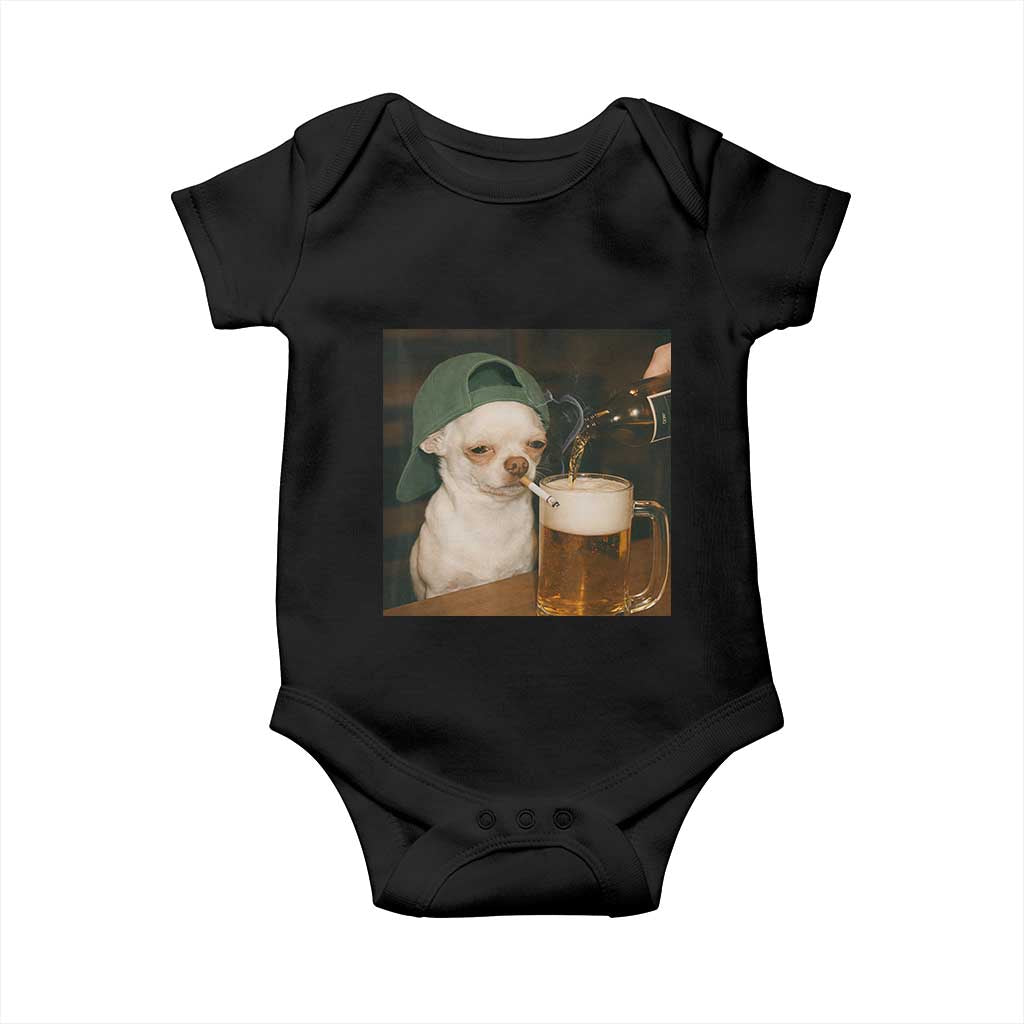 Funny Chihuahua St Patricks Day Meme Baby Onesie Chihuahua Smoking Irish Beer Lover