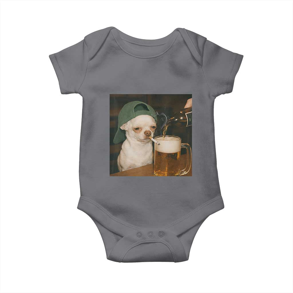 Funny Chihuahua St Patricks Day Meme Baby Onesie Chihuahua Smoking Irish Beer Lover