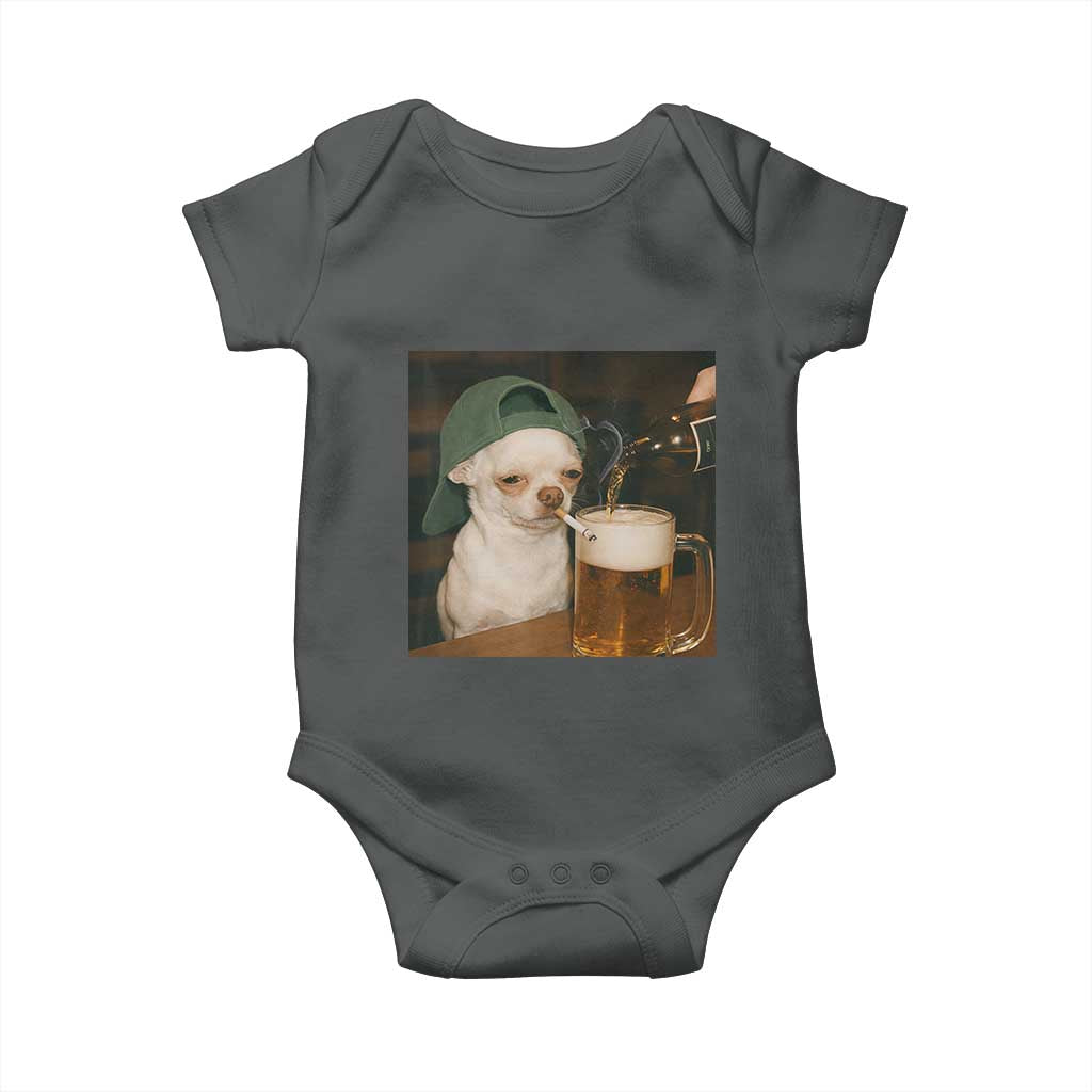 Funny Chihuahua St Patricks Day Meme Baby Onesie Chihuahua Smoking Irish Beer Lover