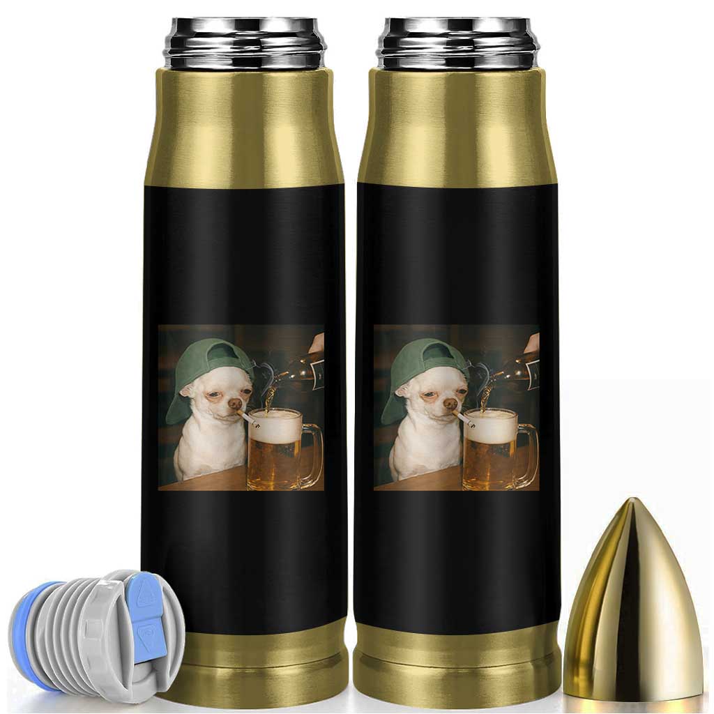 Funny Chihuahua St Patricks Day Meme Bullet Tumbler Chihuahua Smoking Irish Beer Lover