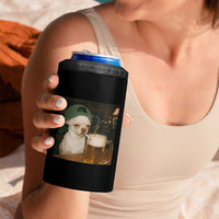 Funny Chihuahua St Patricks Day Meme 4 in 1 Can Cooler Tumbler Chihuahua Smoking Irish Beer Lover