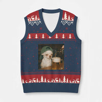 Funny Chihuahua St Patricks Day Meme V-Neck Knit Sweater Vest Chihuahua Smoking Irish Beer Lover