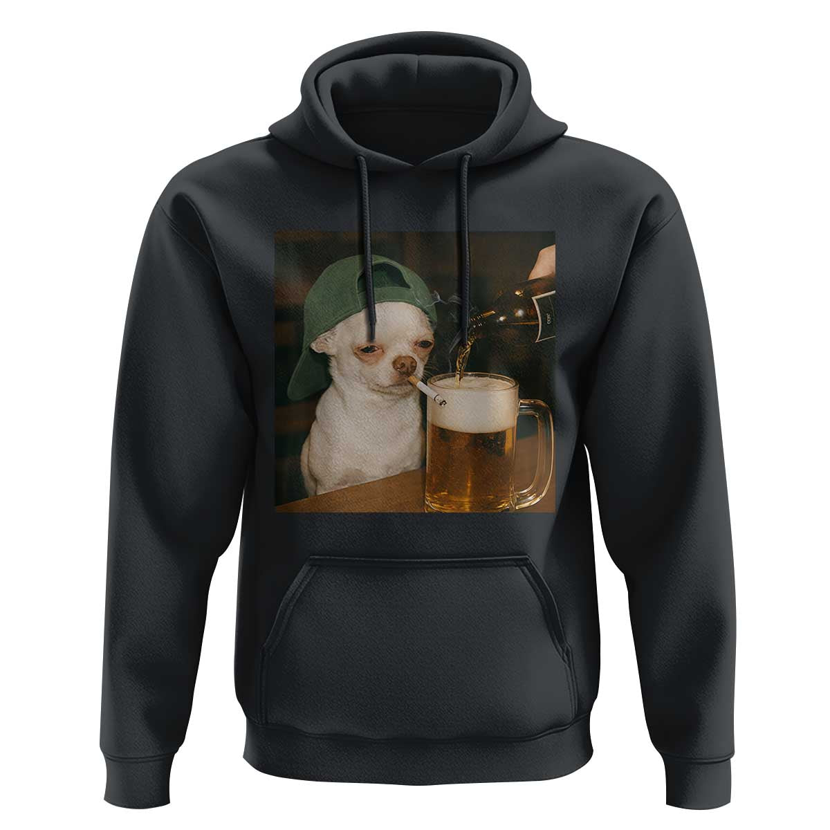 Funny Chihuahua St Patricks Day Meme Hoodie Chihuahua Smoking Irish Beer Lover