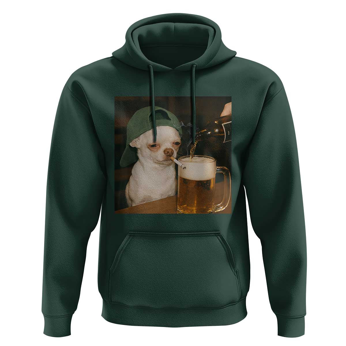 Funny Chihuahua St Patricks Day Meme Hoodie Chihuahua Smoking Irish Beer Lover