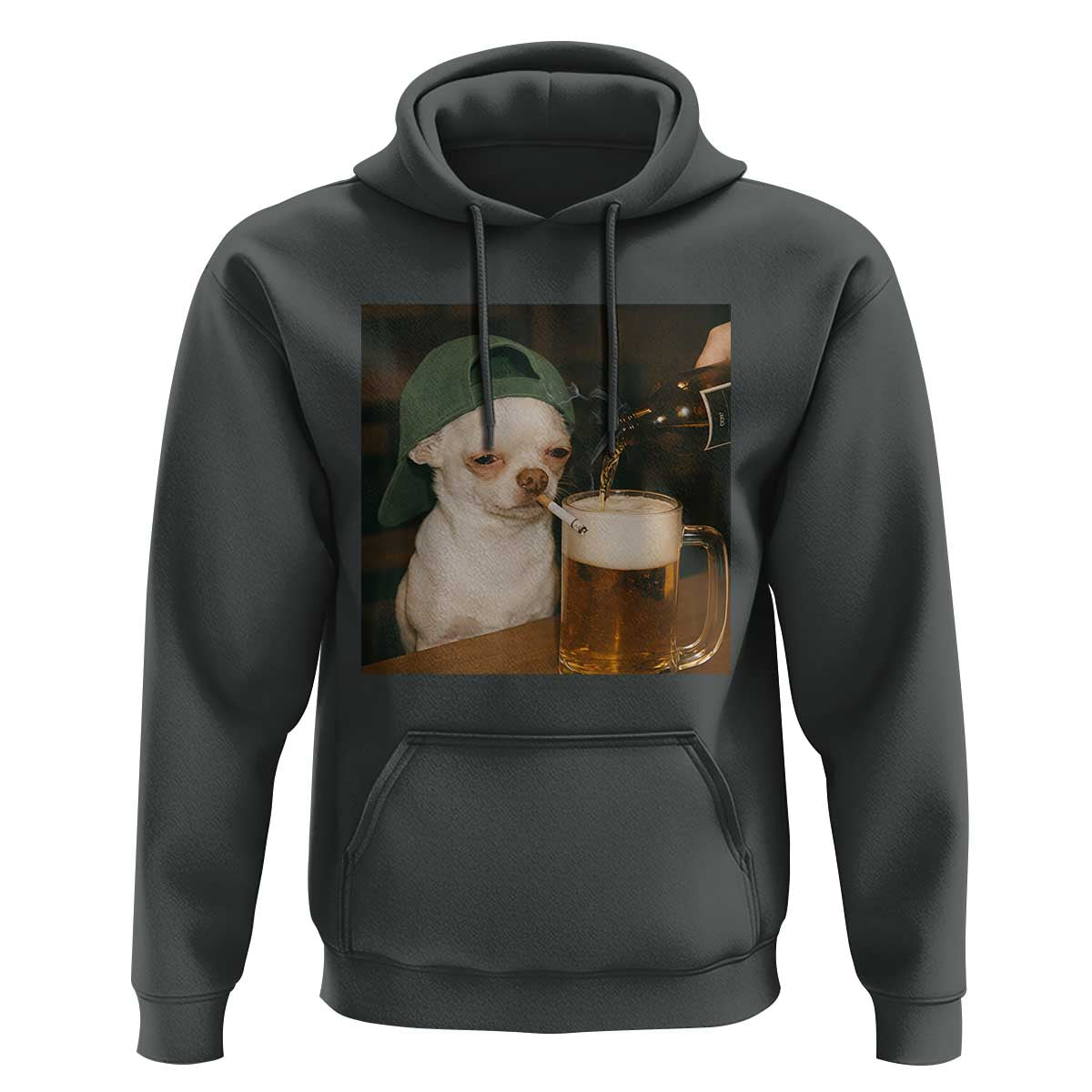 Funny Chihuahua St Patricks Day Meme Hoodie Chihuahua Smoking Irish Beer Lover