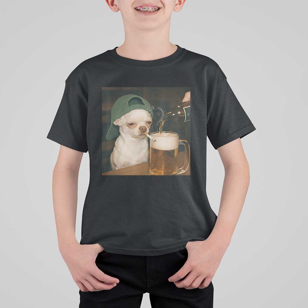 Funny Chihuahua St Patricks Day Meme T Shirt For Kid Chihuahua Smoking Irish Beer Lover