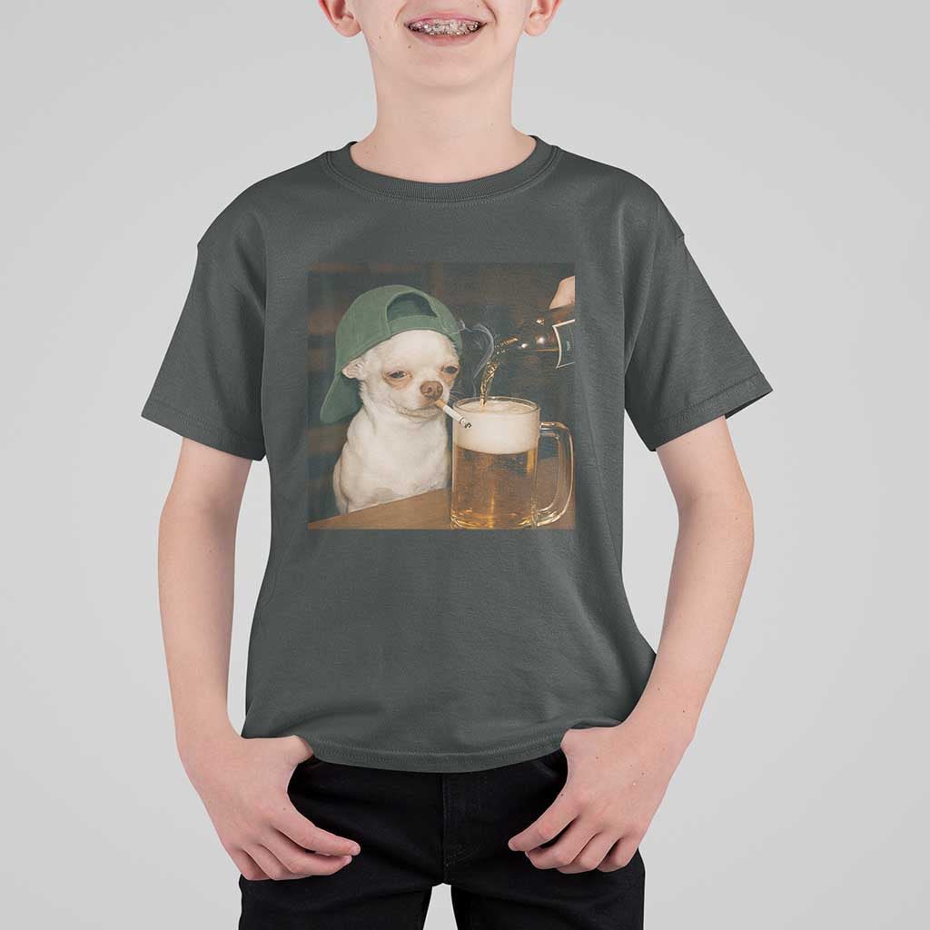 Funny Chihuahua St Patricks Day Meme T Shirt For Kid Chihuahua Smoking Irish Beer Lover