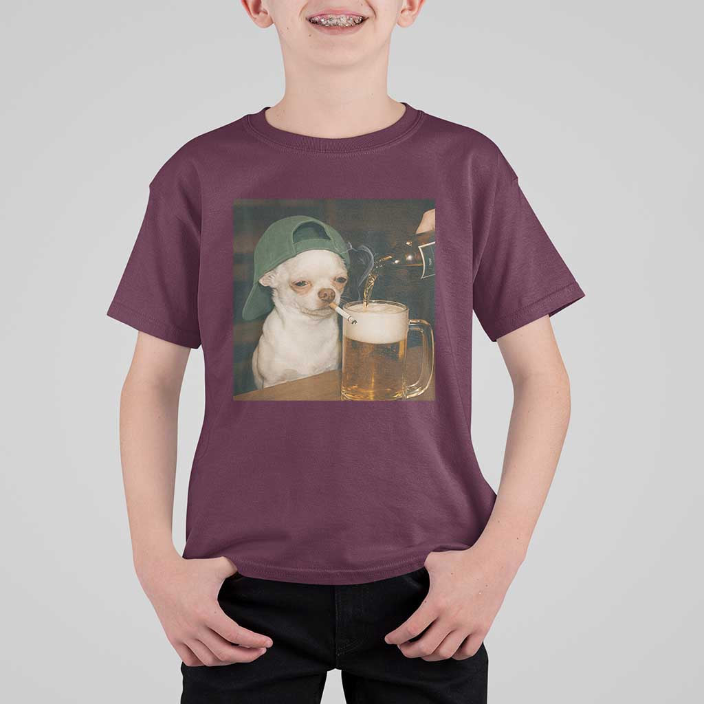 Funny Chihuahua St Patricks Day Meme T Shirt For Kid Chihuahua Smoking Irish Beer Lover