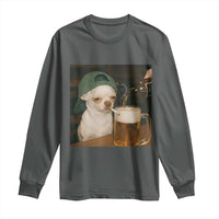 Funny Chihuahua St Patricks Day Meme Long Sleeve Shirt Chihuahua Smoking Irish Beer Lover