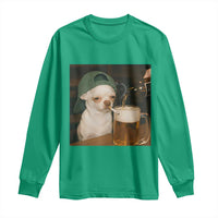 Funny Chihuahua St Patricks Day Meme Long Sleeve Shirt Chihuahua Smoking Irish Beer Lover