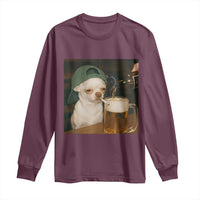Funny Chihuahua St Patricks Day Meme Long Sleeve Shirt Chihuahua Smoking Irish Beer Lover