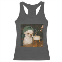 Funny Chihuahua St Patricks Day Meme Racerback Tank Top Chihuahua Smoking Irish Beer Lover