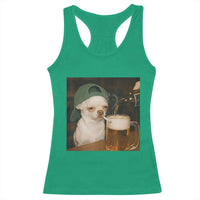 Funny Chihuahua St Patricks Day Meme Racerback Tank Top Chihuahua Smoking Irish Beer Lover