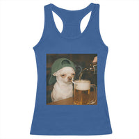 Funny Chihuahua St Patricks Day Meme Racerback Tank Top Chihuahua Smoking Irish Beer Lover