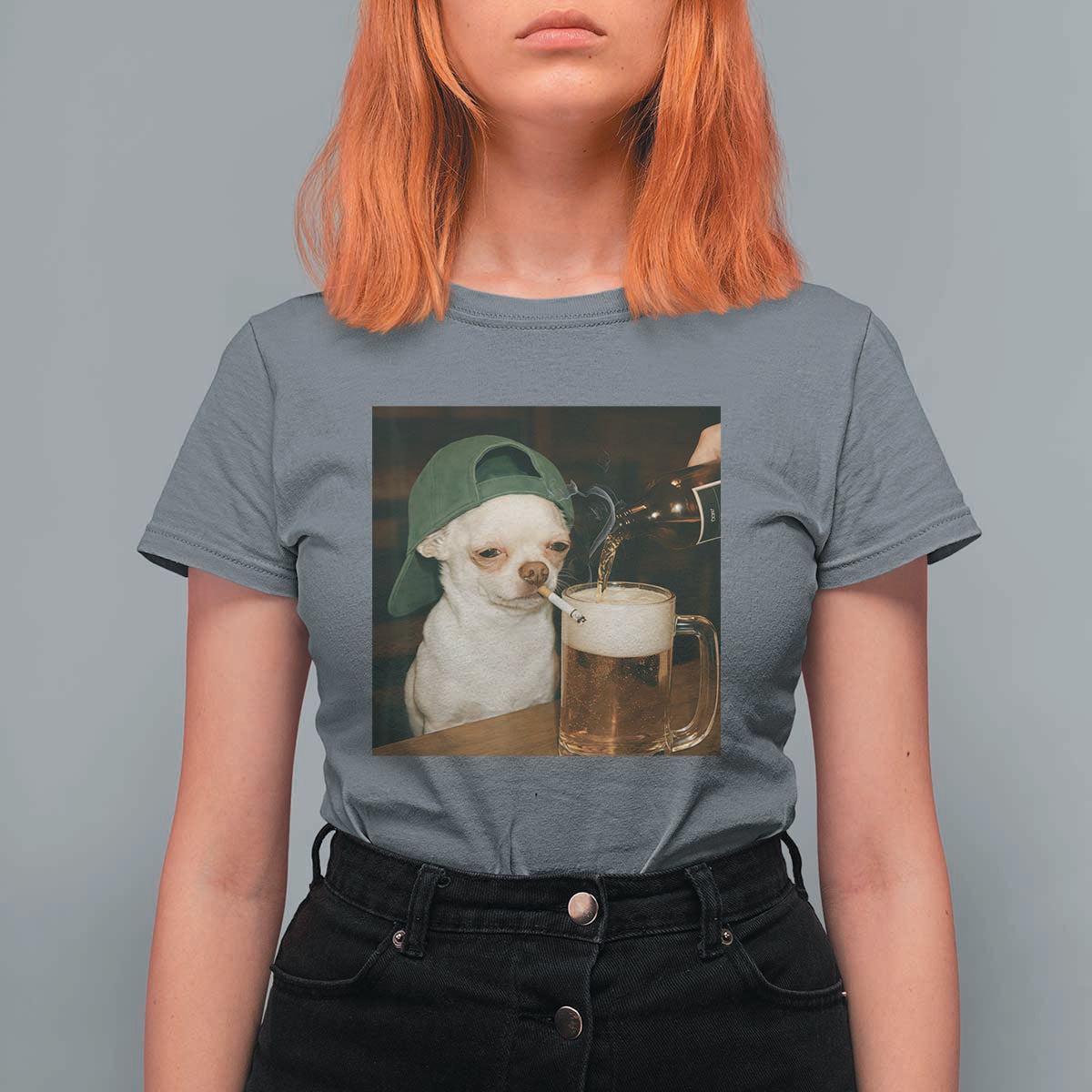 Funny Chihuahua St Patricks Day Meme T Shirt For Women Chihuahua Smoking Irish Beer Lover