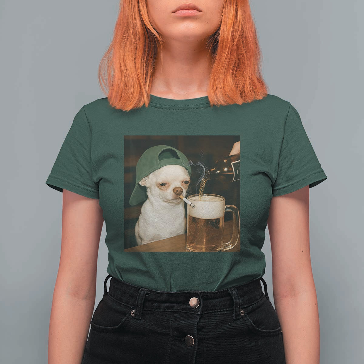 Funny Chihuahua St Patricks Day Meme T Shirt For Women Chihuahua Smoking Irish Beer Lover