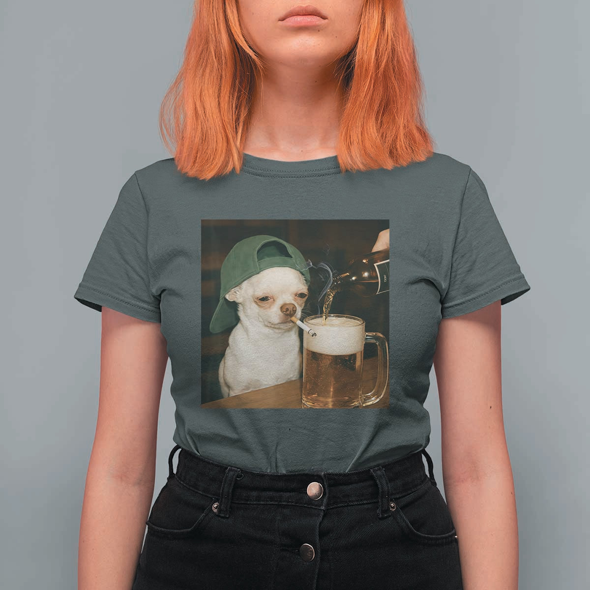Funny Chihuahua St Patricks Day Meme T Shirt For Women Chihuahua Smoking Irish Beer Lover