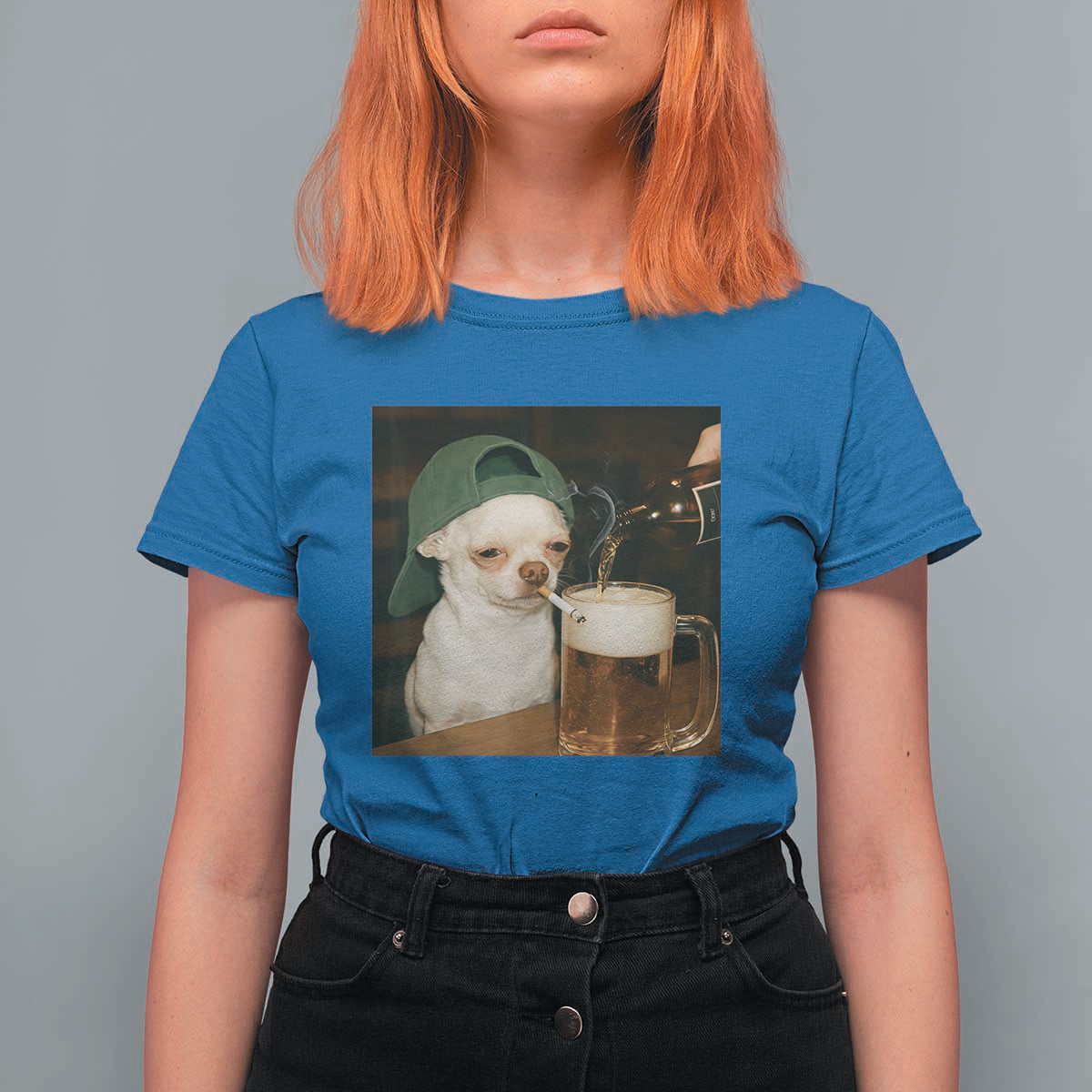 Funny Chihuahua St Patricks Day Meme T Shirt For Women Chihuahua Smoking Irish Beer Lover