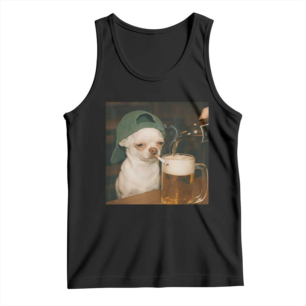 Funny Chihuahua St Patricks Day Meme Tank Top Chihuahua Smoking Irish Beer Lover