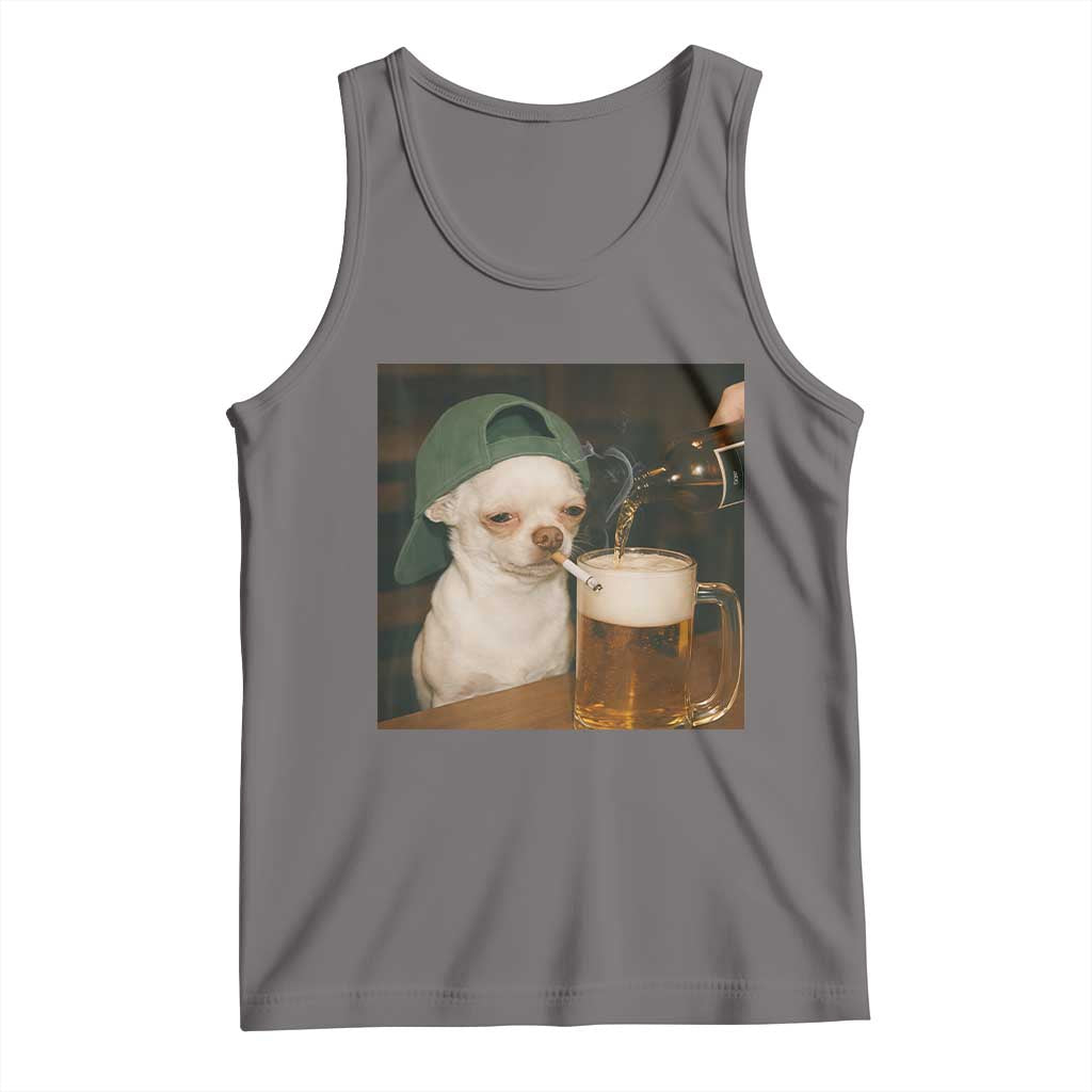 Funny Chihuahua St Patricks Day Meme Tank Top Chihuahua Smoking Irish Beer Lover