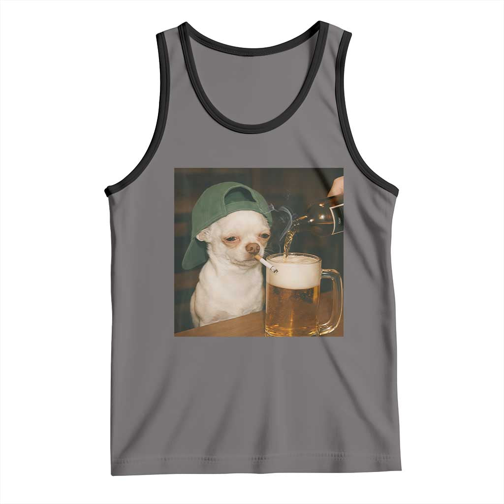 Funny Chihuahua St Patricks Day Meme Tank Top Chihuahua Smoking Irish Beer Lover