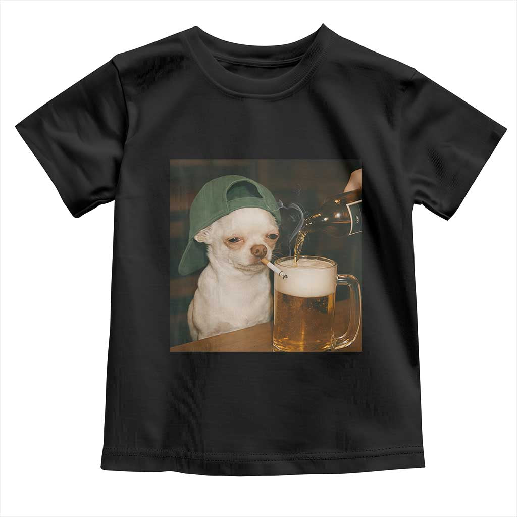 Funny Chihuahua St Patricks Day Meme Toddler T Shirt Chihuahua Smoking Irish Beer Lover