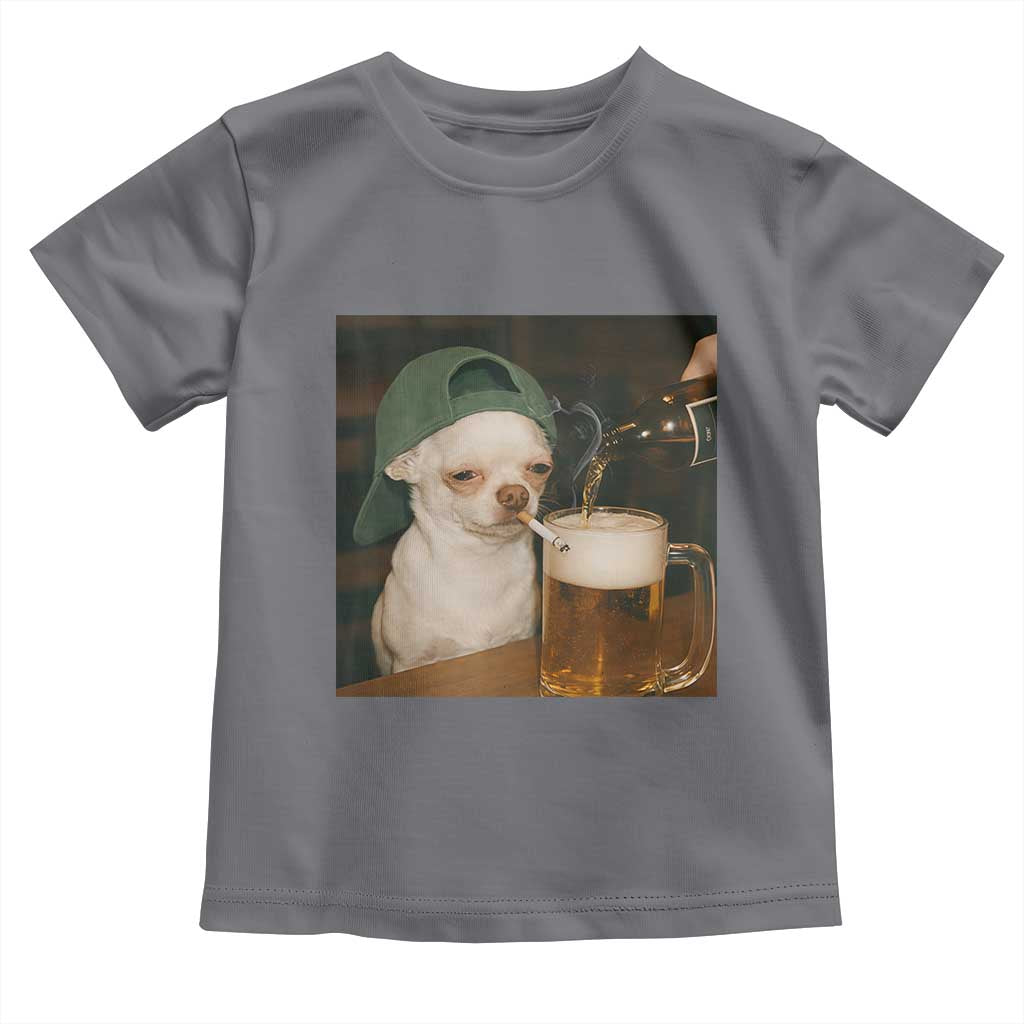 Funny Chihuahua St Patricks Day Meme Toddler T Shirt Chihuahua Smoking Irish Beer Lover