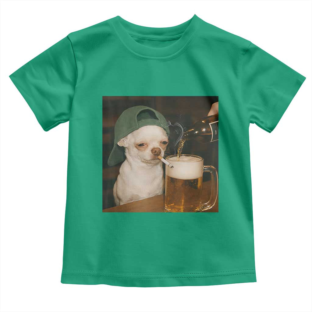 Funny Chihuahua St Patricks Day Meme Toddler T Shirt Chihuahua Smoking Irish Beer Lover