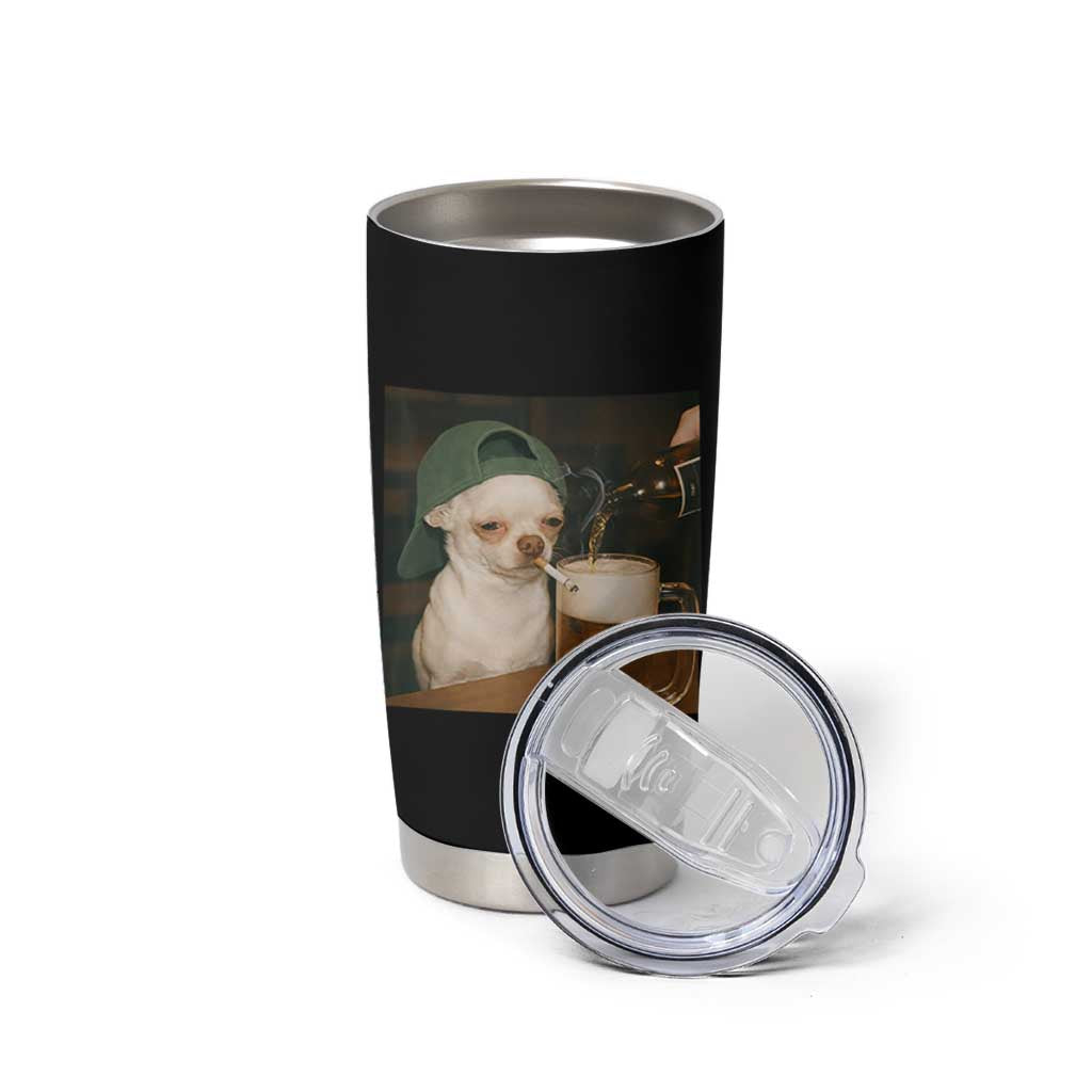Funny Chihuahua St Patricks Day Meme Tumbler Cup Chihuahua Smoking Irish Beer Lover